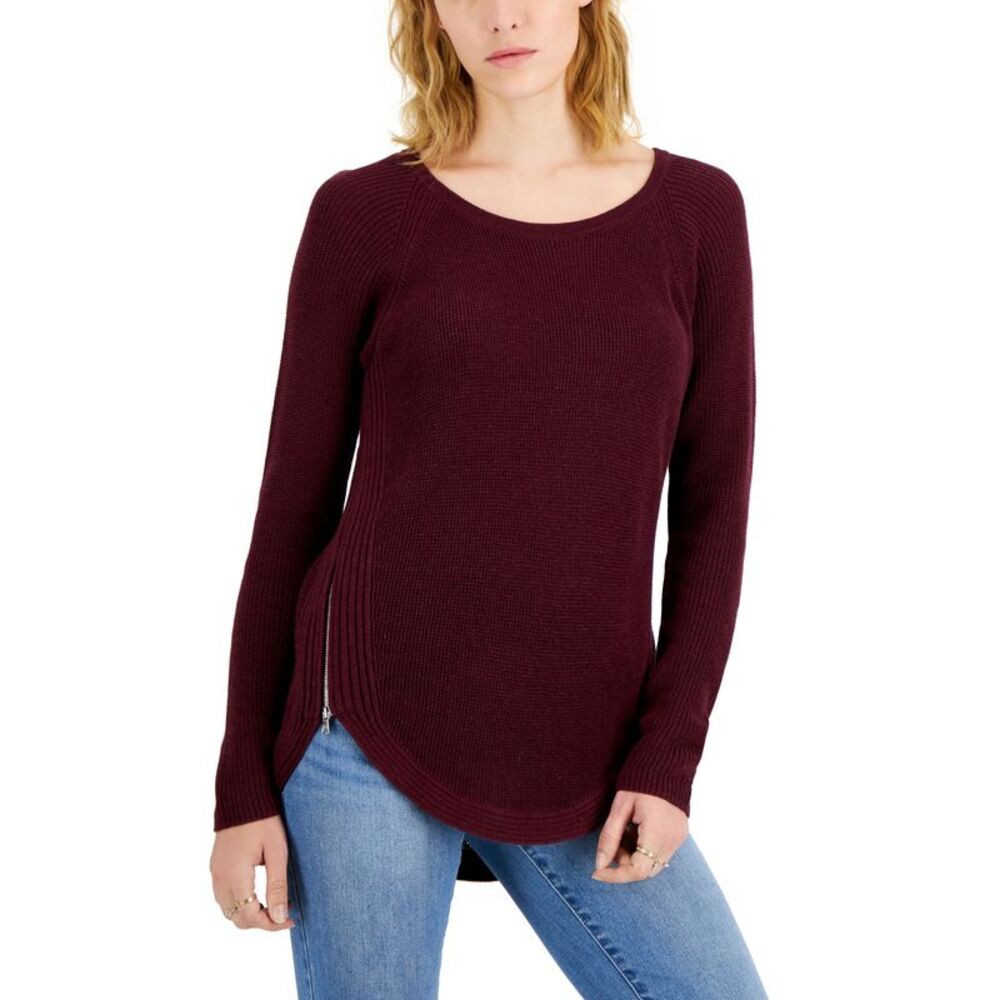 INC International Concepts Womens Waffle Knit Side Zip Tunic Sweater